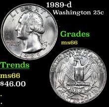 1989-d Washington Quarter 25c Grades GEM+ Unc