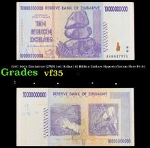 2007-2008 Zimbabwe (ZWR 3rd Dollar) 10 Billion Dollars Hyperinflation Note P# 85 Grades vf++