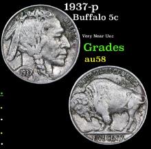 1937-p Buffalo Nickel 5c Grades Choice AU/BU Slider