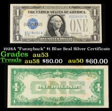 1928A "Funnyback" $1 Blue Seal Silver Certificate Grades Select AU