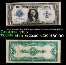 1923 $1 large size Blue Seal Silver Certificate Grades vf++ Signatures Speelman/White