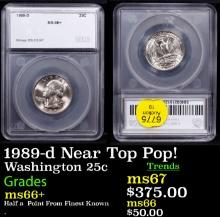 1989-d Washington Quarter 25c Graded ms66+ By SEGS