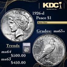 1926-d Peace Dollar 1 Graded ms63+ BY SEGS