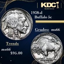 1938-d Buffalo Nickel 5c Grades GEM+ Unc