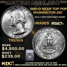 ***Auction Highlight*** 1990-d Washington Quarter Near Top Pop! 25c Graded ms67+ By SEGS (fc)