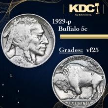 1929-p Buffalo Nickel 5c Grades vf+