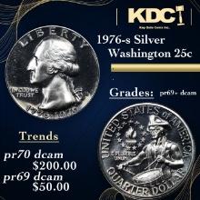 Proof 1976-s Silver Washington Quarter 25c Graded pr69+ dcam BY SEGS