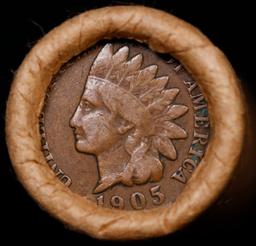 Lincoln Wheat Cent 1c Mixed Roll Orig Brandt McDonalds Wrapper, 1918-d end, 1905 Indian other end