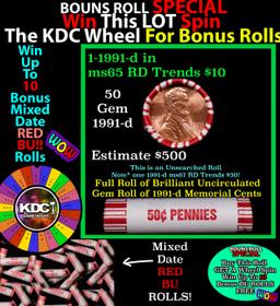 INSANITY The CRAZY Penny Wheel 1000’s won so far, WIN this 1991-d BU RED roll get 1-10 FREE