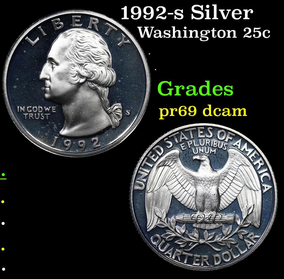 Proof 1992-s Silver Washington Quarter 25c Grades GEM++ Proof Deep Cameo