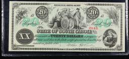 Very Cool 1872 $20 South Carolina, Columbia Obsolete Currency Note SCCR-7  Graded cu66 EPQ By PMG