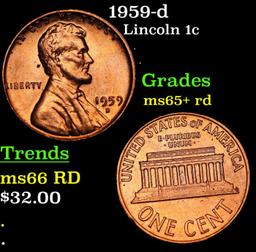 1959-d Lincoln Cent 1c Grades GEM+ Unc RD