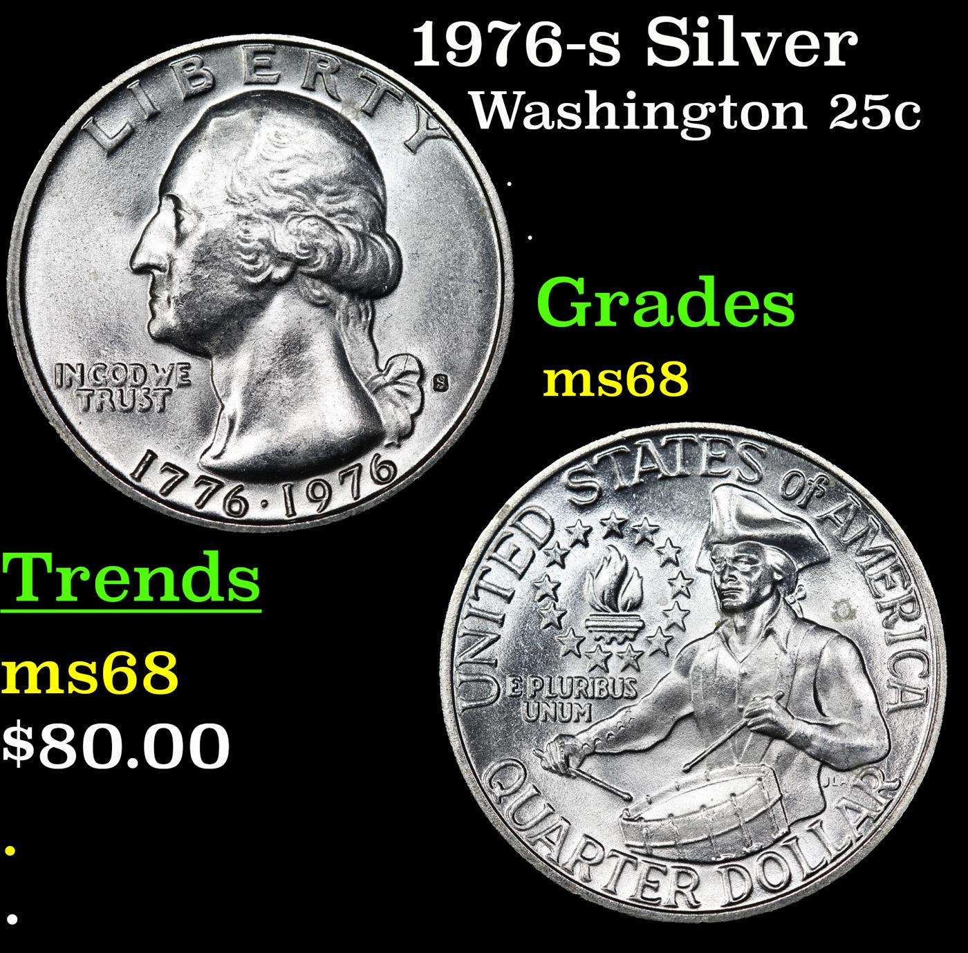 1976-s Silver Washington Quarter 25c Grades GEM+++ Unc