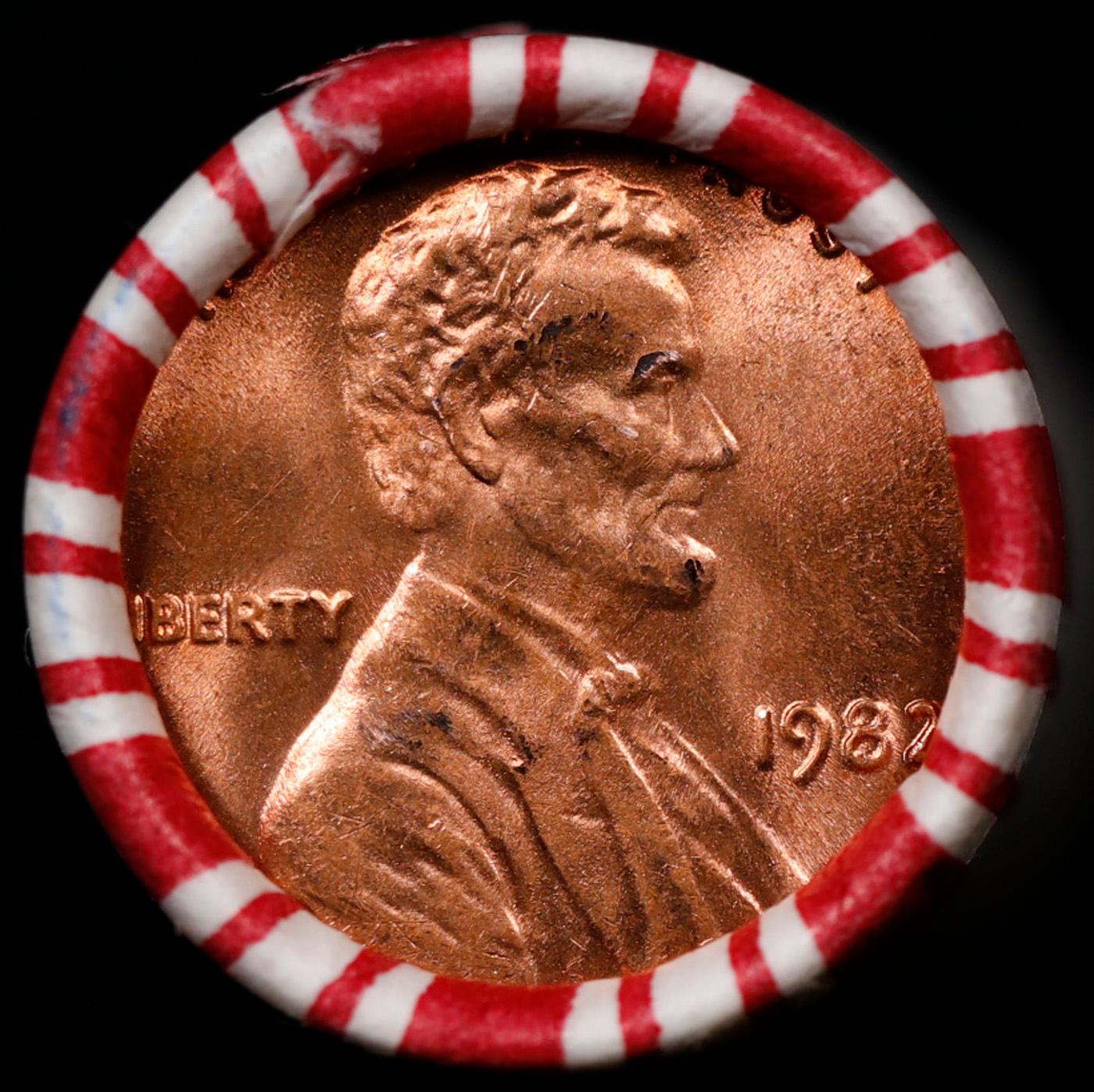 1-10 FREE BU RED Penny rolls with win of this 1982-p SOLID RED BU Lincoln 1c roll incredibly FUN whe