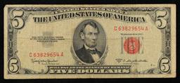 1953C $5 Red Seal United States Note Grades vf+