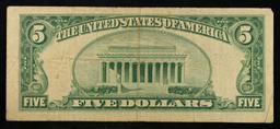 1953C $5 Red Seal United States Note Grades vf+