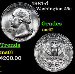 1981-d Washington Quarter 25c Grades GEM++ Unc