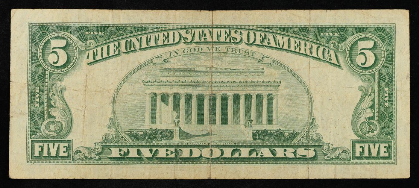 1963 $5 Red Seal United States Note Grades vf+