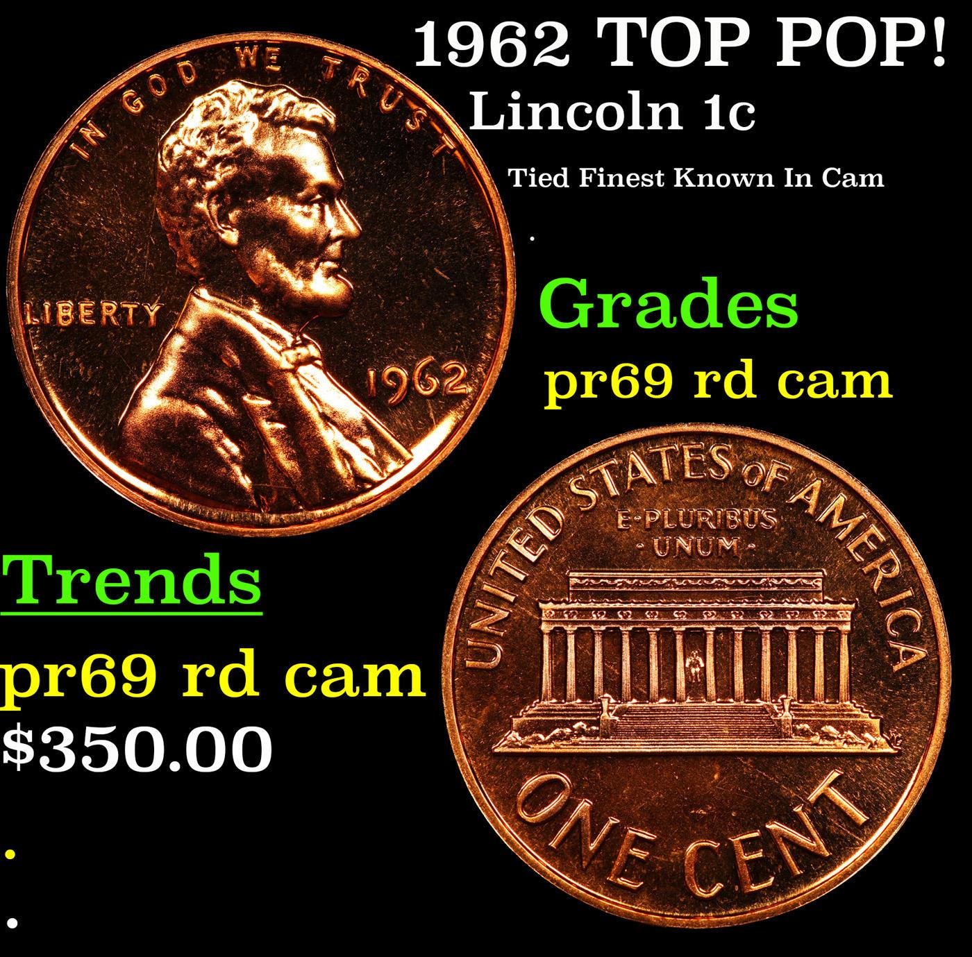 Proof 1962 Lincoln Cent TOP POP! 1c Graded pr69 rd cam BY SEGS