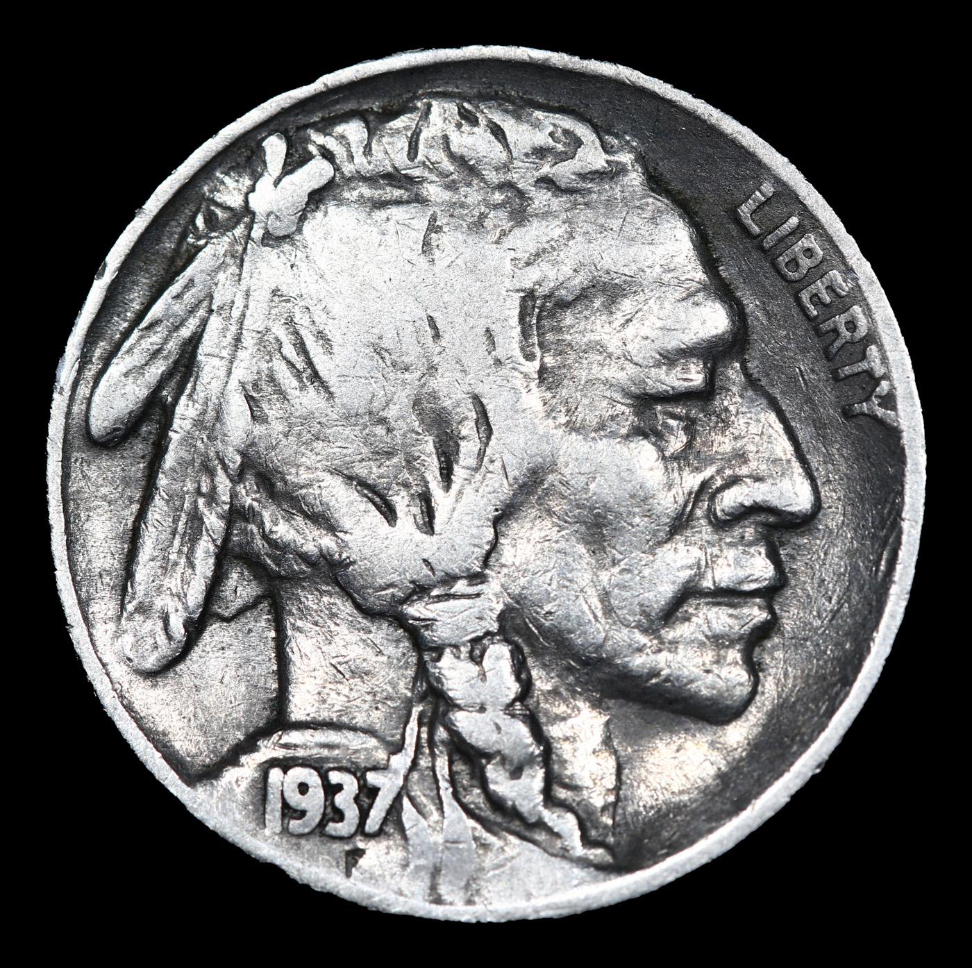 1937-s Buffalo Nickel 5c Grades vf+