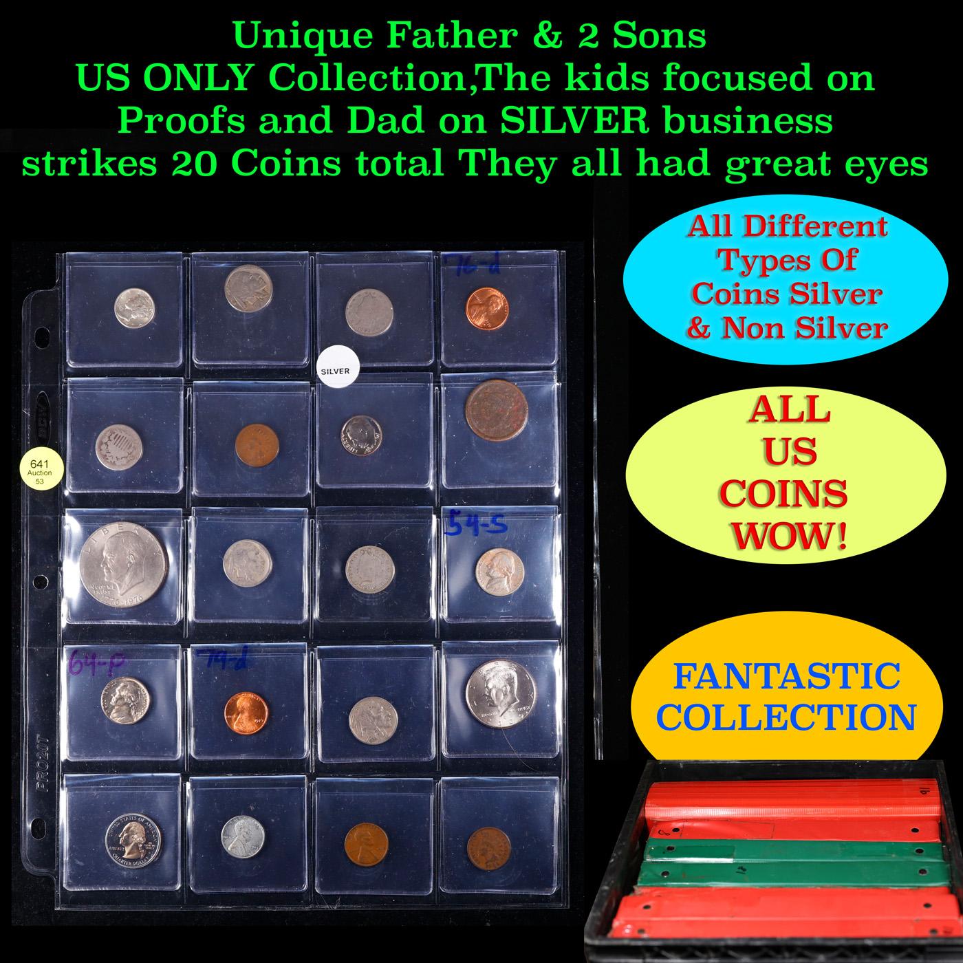 Unique Father & 2 Sons US ONLY Collection,The kids focused on Proofs and Dad on SILVER business stri