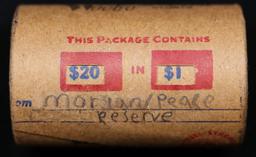 High Value - Mixed Covered End Roll - Marked "Morgan/Peace Reserve" - Weight shows x20 Coins (FC)