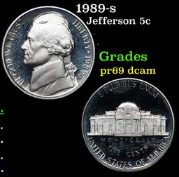 Proof 1989-s Jefferson Nickel 5c Grades GEM++ Proof Deep Cameo
