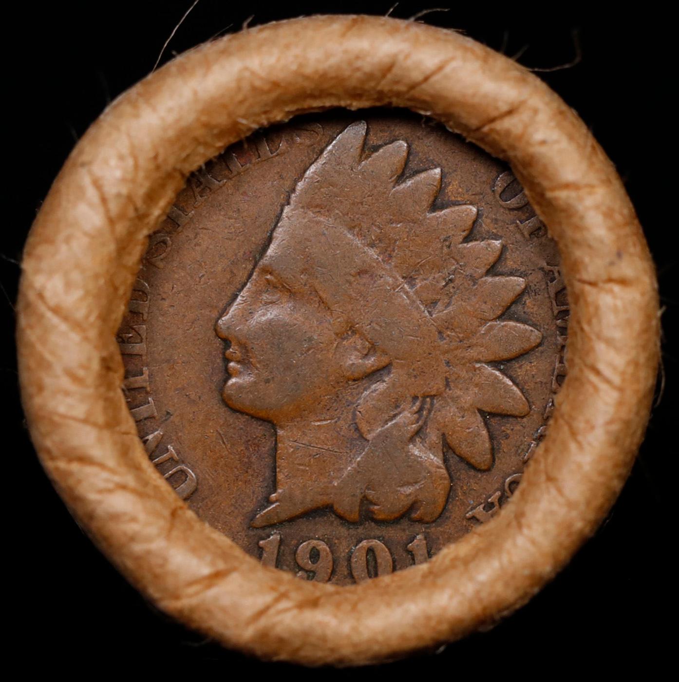 Lincoln Wheat Cent 1c Mixed Roll Orig Brandt McDonalds Wrapper, 1917-d end, 1901 Indian other end