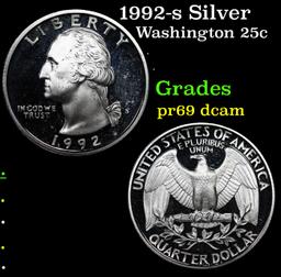 Proof 1992-s Silver Washington Quarter 25c Grades GEM++ Proof Deep Cameo