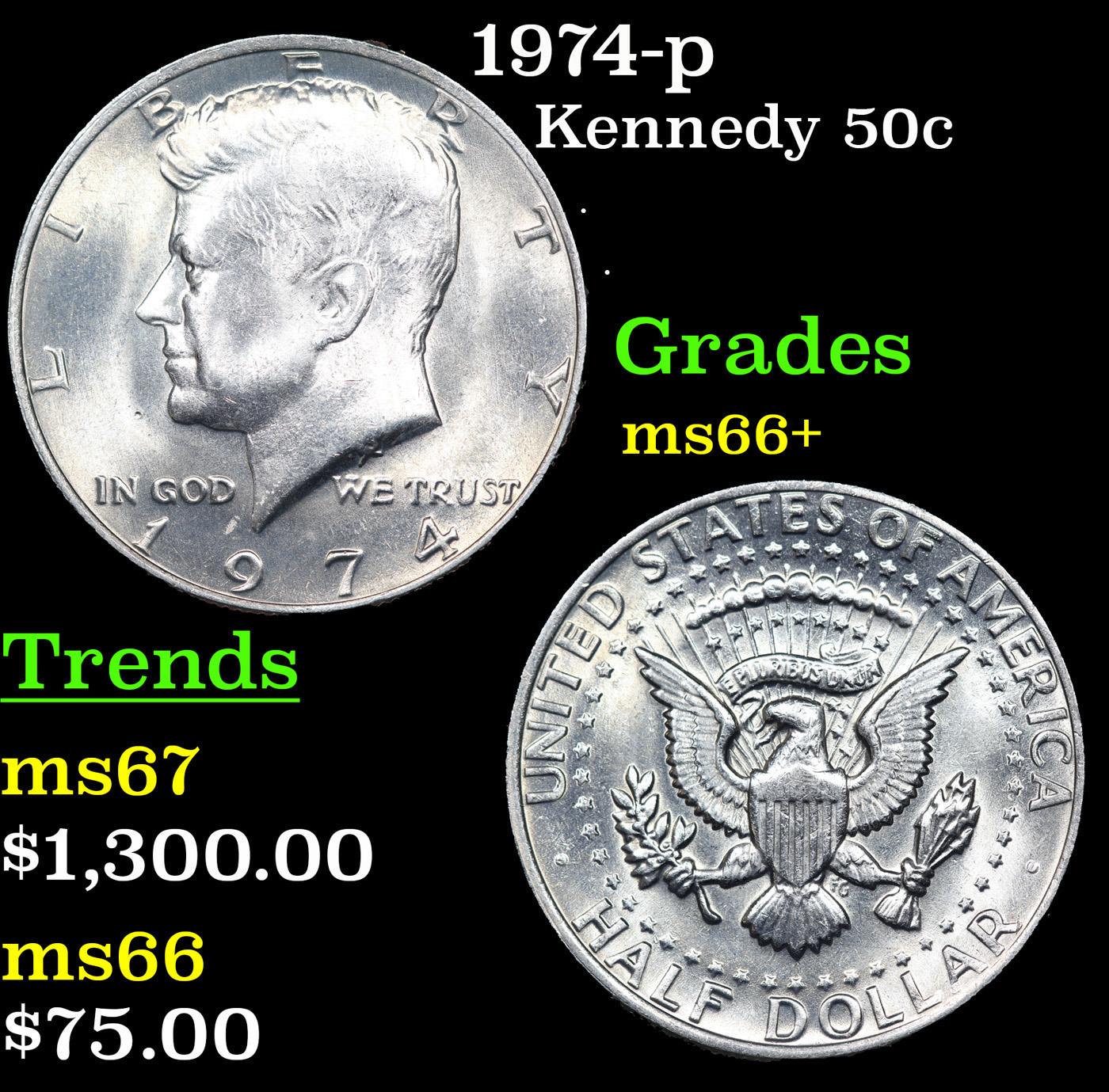 1974-p Kennedy Half Dollar 50c Grades GEM++ Unc