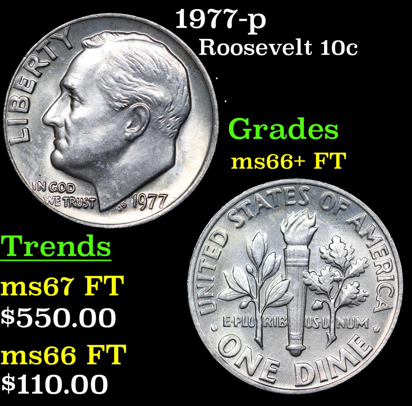 1977-p Roosevelt Dime 10c Grades GEM++ FT