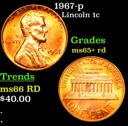 1967-p Lincoln Cent 1c Grades Gem+ Unc RD