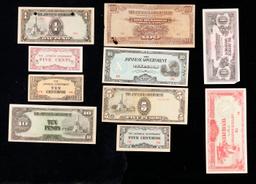 Group of 10x 1940's WWII Japanese invasion "JIM" Money COOL! AU/CU