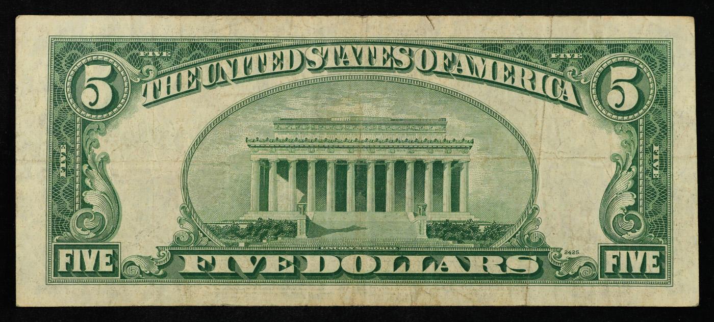 1953B $5 Red Seal United States Note Grades vf++