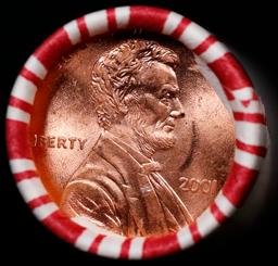 1-10 FREE BU RED Penny rolls with win of this 2001-p SOLID RED BU Lincoln 1c roll incredibly FUN whe