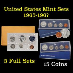 3 SMS sets 1965-1967 Run of Special Mint Sets SMS  40% Half Dollar