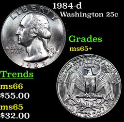 1984-d Washington Quarter 25c Grades GEM+ Unc