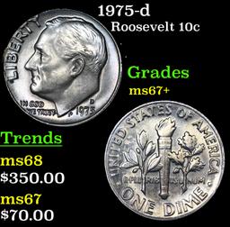 1975-d Roosevelt Dime 10c Grades Gem++ Unc