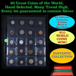 20 Great Coins of the World, hand selected, many trend high, every lot guaranteed to contain Silver.