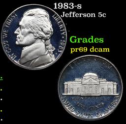 Proof 1983-s Jefferson Nickel 5c Grades GEM++ Proof Deep Cameo