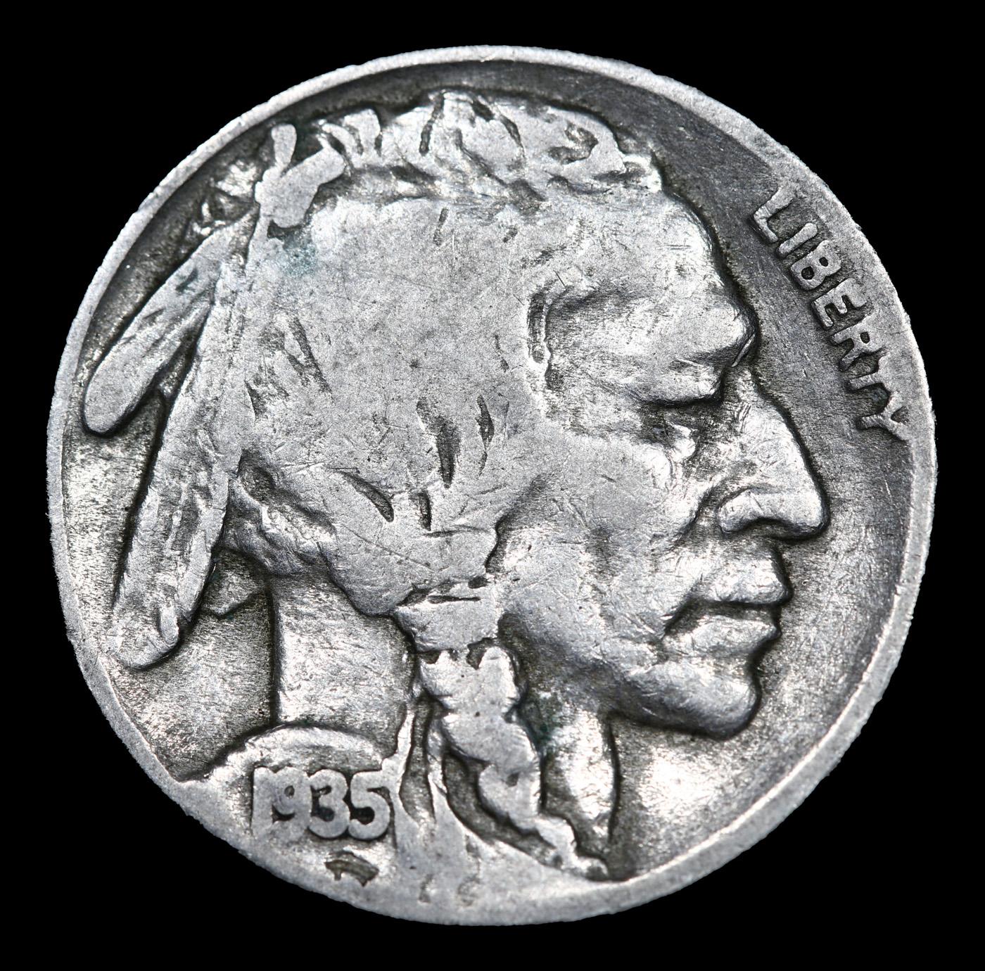 1935-p Buffalo Nickel 5c Grades vf+