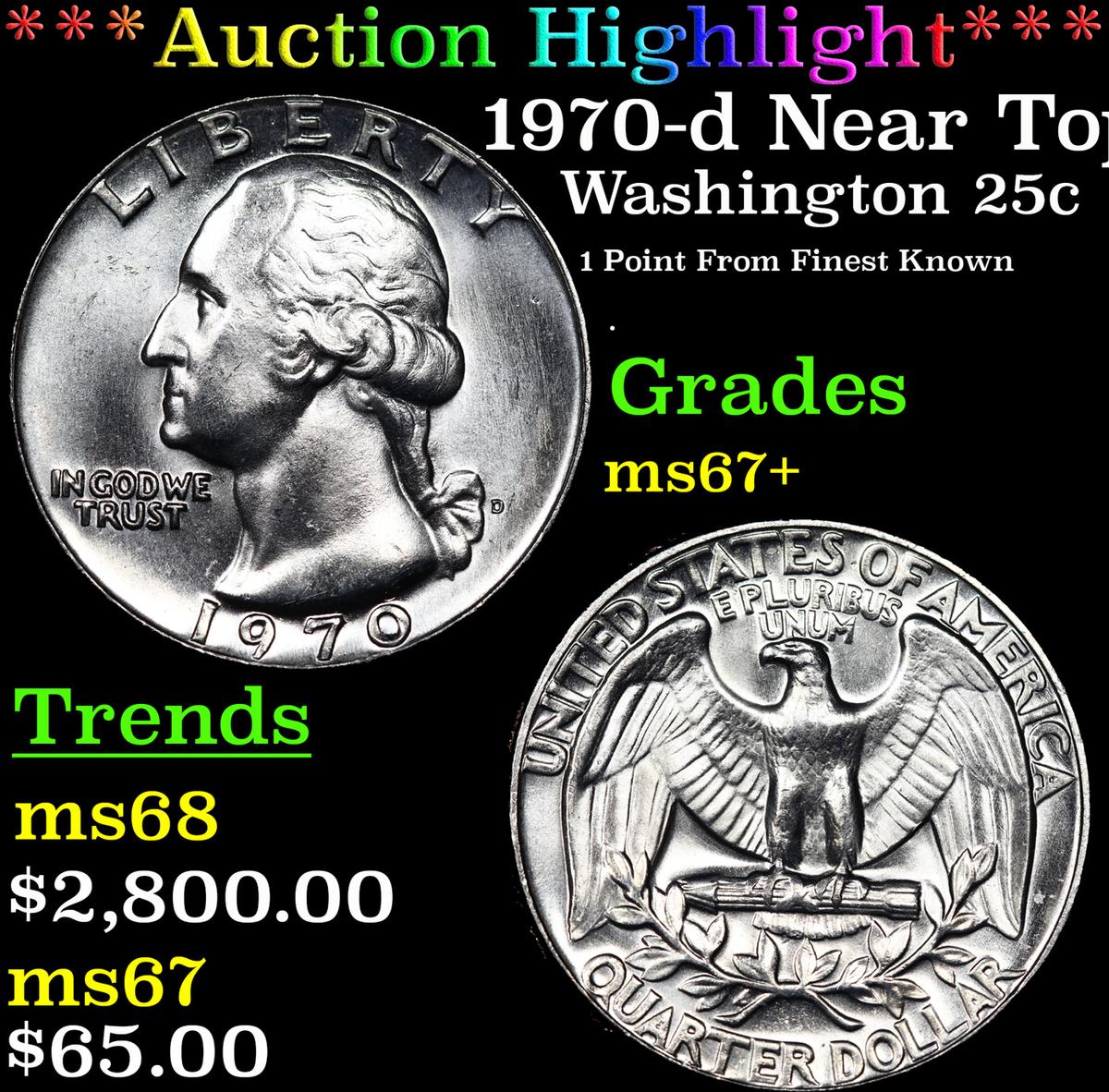 ***Auction Highlight*** 1970-d Washington Quarter Near Top Pop! 25c Graded ms67+ By SEGS (fc)