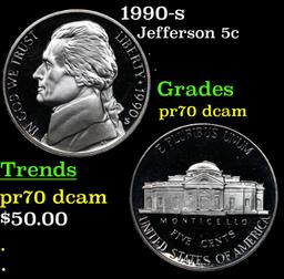 Proof 1990-s Jefferson Nickel 5c Grades GEM++ Proof Deep Cameo