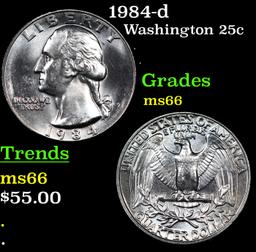 1984-d Washington Quarter 25c Grades GEM+ Unc