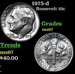 1975-d Roosevelt Dime 10c Grades GEM++ Unc