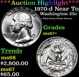 ***Auction Highlight*** 1970-d Washington Quarter Near Top Pop! 25c Graded ms67+ By SEGS (fc)