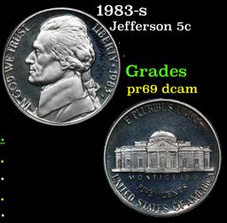 Proof 1983-s Jefferson Nickel 5c Grades GEM++ Proof Deep Cameo