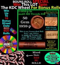 CRAZY Penny Wheel Buy THIS 1959-p solid Red BU Lincoln 1c roll & get 1-10 BU Red rolls FREE WOW