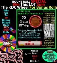 CRAZY Penny Wheel Buy THIS 1974-p solid Red BU Lincoln 1c roll & get 1-10 BU Red rolls FREE WOW