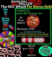 CRAZY Penny Wheel Buy THIS 1960-p solid Red BU Lincoln 1c roll & get 1-10 BU Red rolls FREE WOW